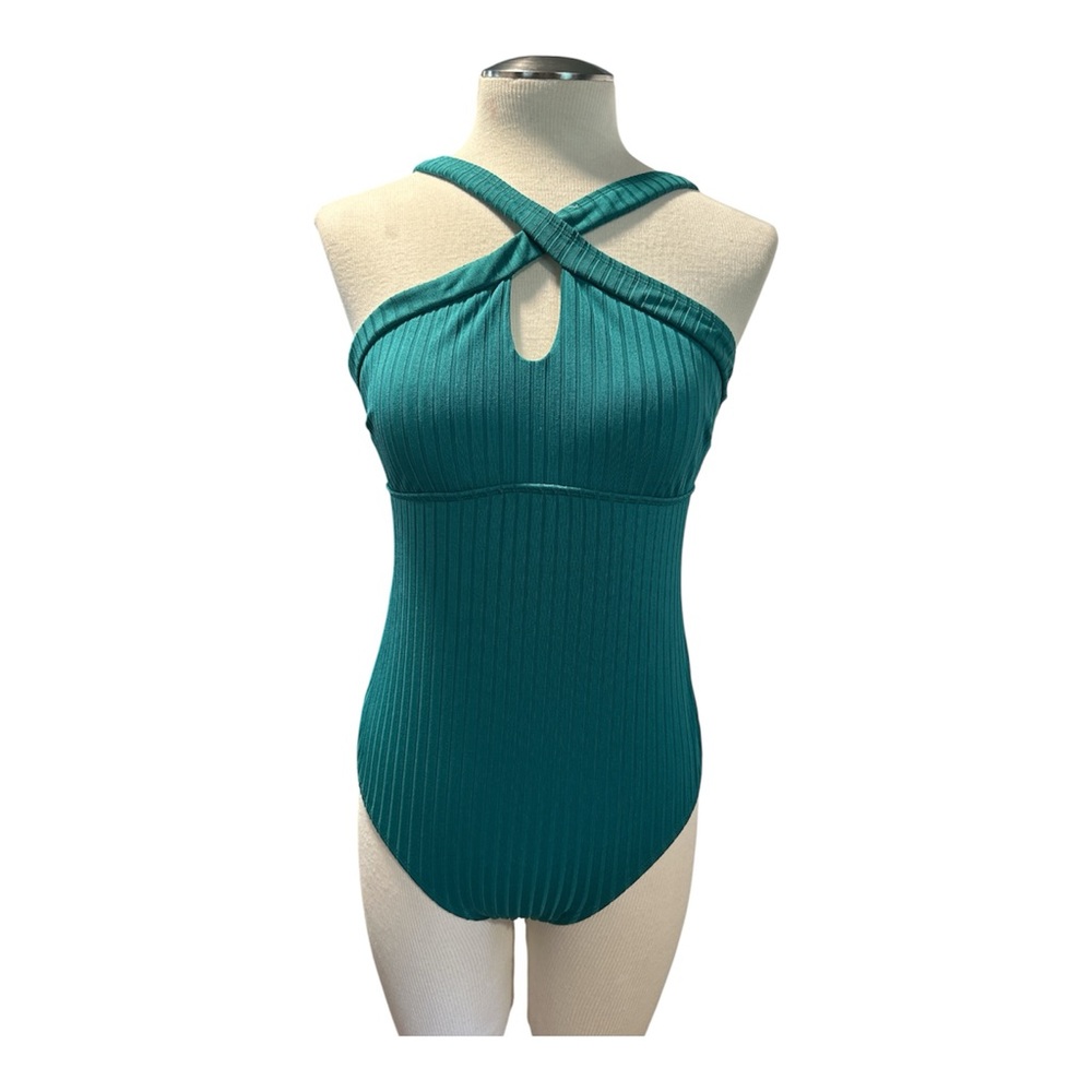 Cupshe Teal Ribbed One Piece Swimsuit